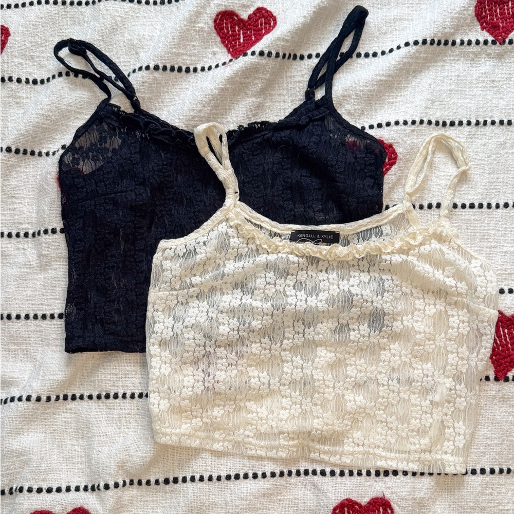 Two lace going out tops size small
